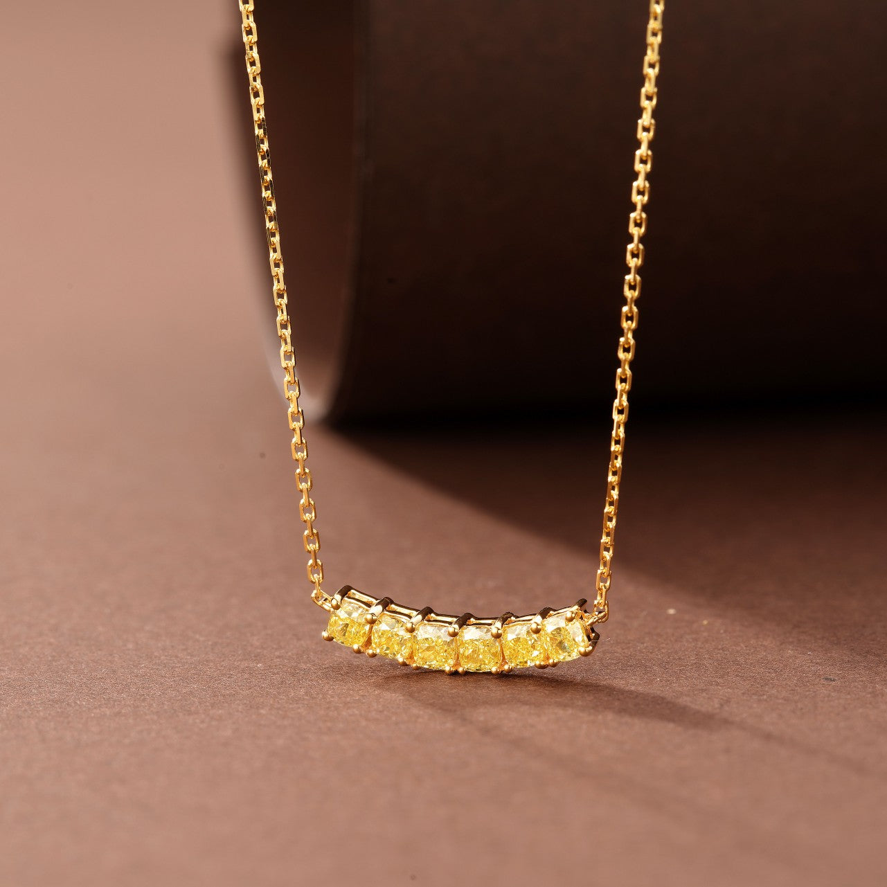 Premium Cushion-Cut Yellow Diamond Jewelry with Smiling Design - Yellow Diamond Pendant