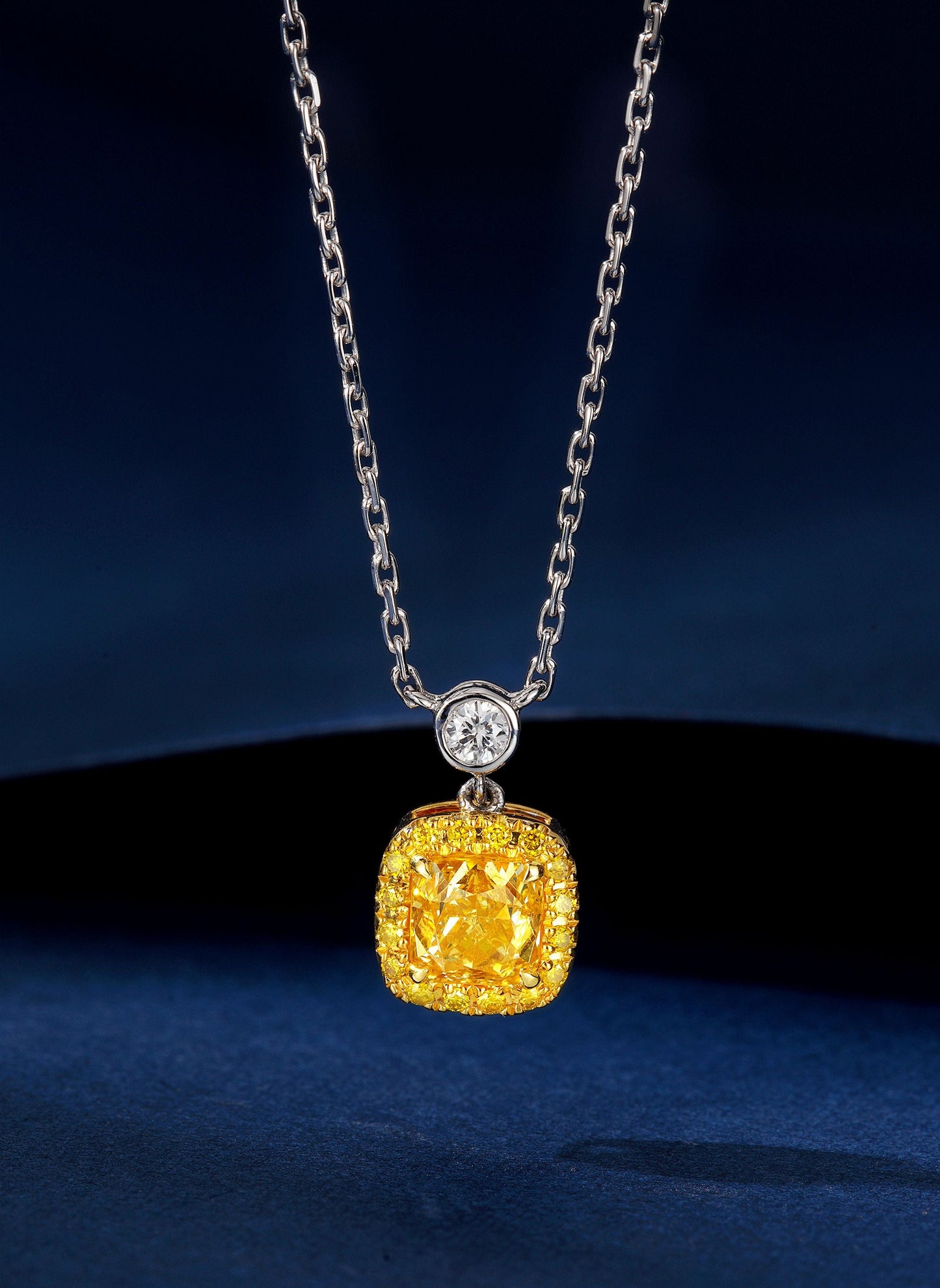 Premium Cushion Cut Yellow Diamond Pendant - 1 Carat Jewelry - Yellow Diamond Pendant