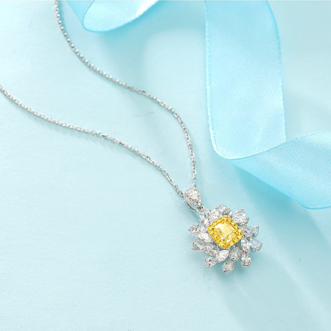 Premium Cushion Marquise & Drop Pendant with Canary Yellow Diamond - Fine Jewelry - Yellow Diamond Pendant