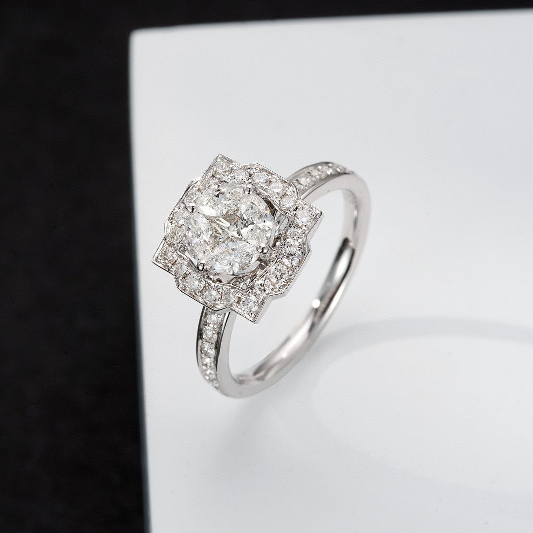 Princess-Cut Marquise Diamond Ring - Luxurious Jewelry Piece - White Diamond Ring