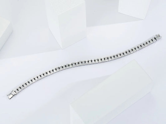 Princess-Cut Straight T Bracelet - Premium Jewelry Collection - White Diamond Bracelet