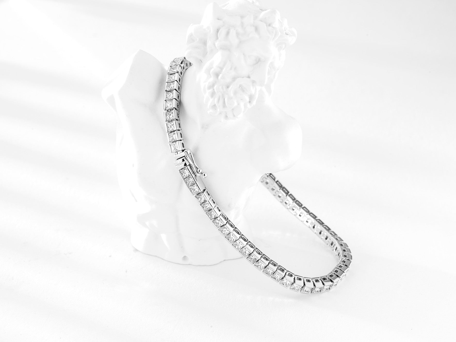 Princess Square Full Diamond Bracelet - Luxury Jewelry - White Diamond Bracelet