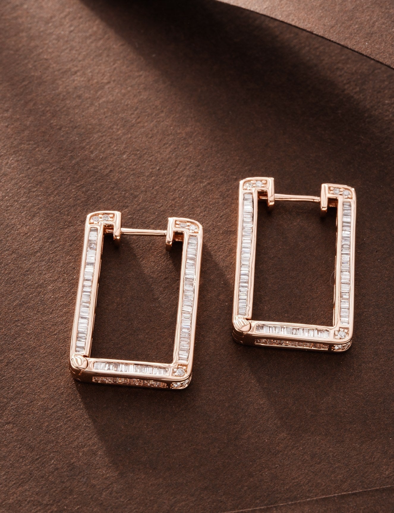 Rectangular Earrings with Diamond Accent - Luxurious Jewelry Piece - Jeweler.Jewelry