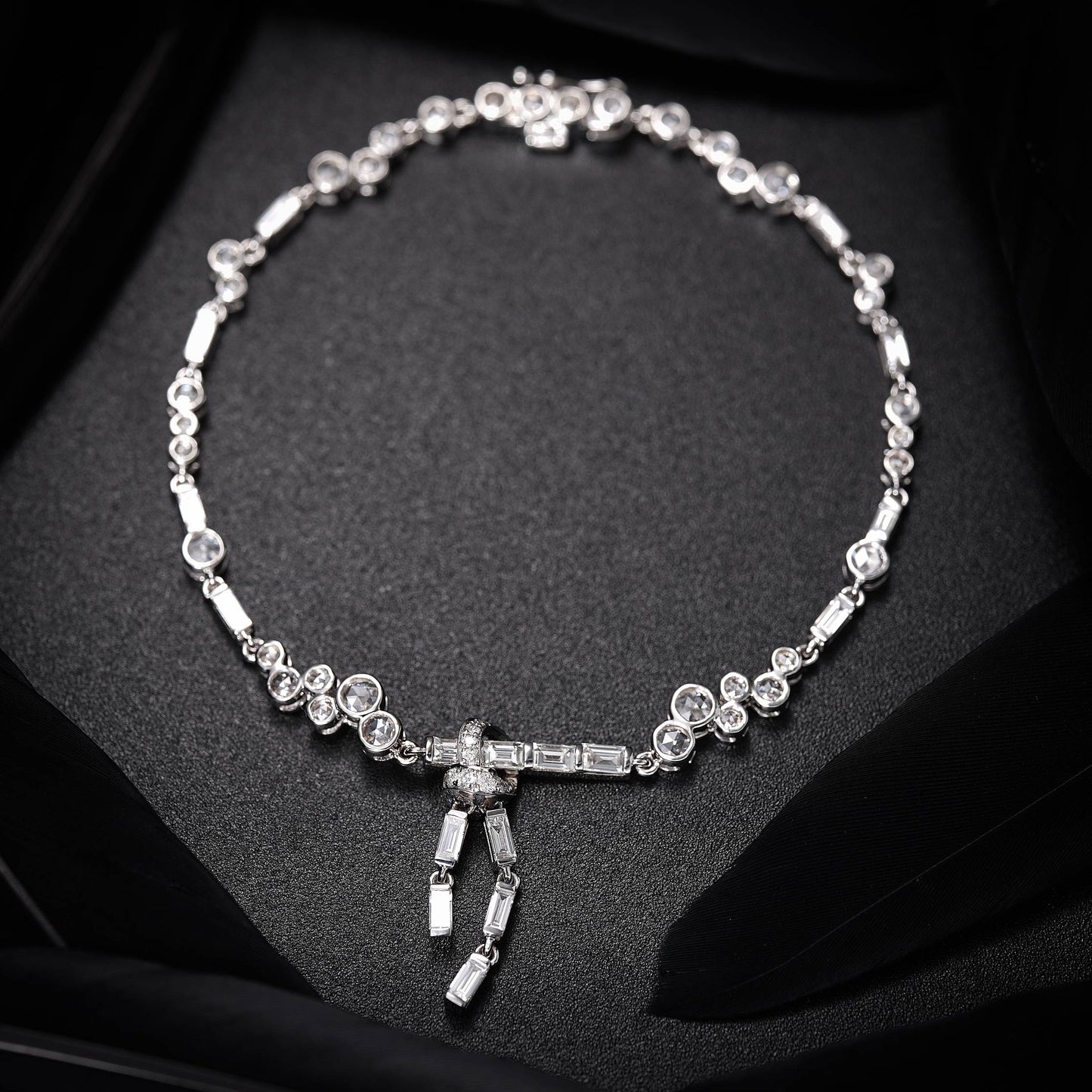 Rose Bowknot Bracelet - Luxurious Diamond Jewelry - White Diamond Bracelet