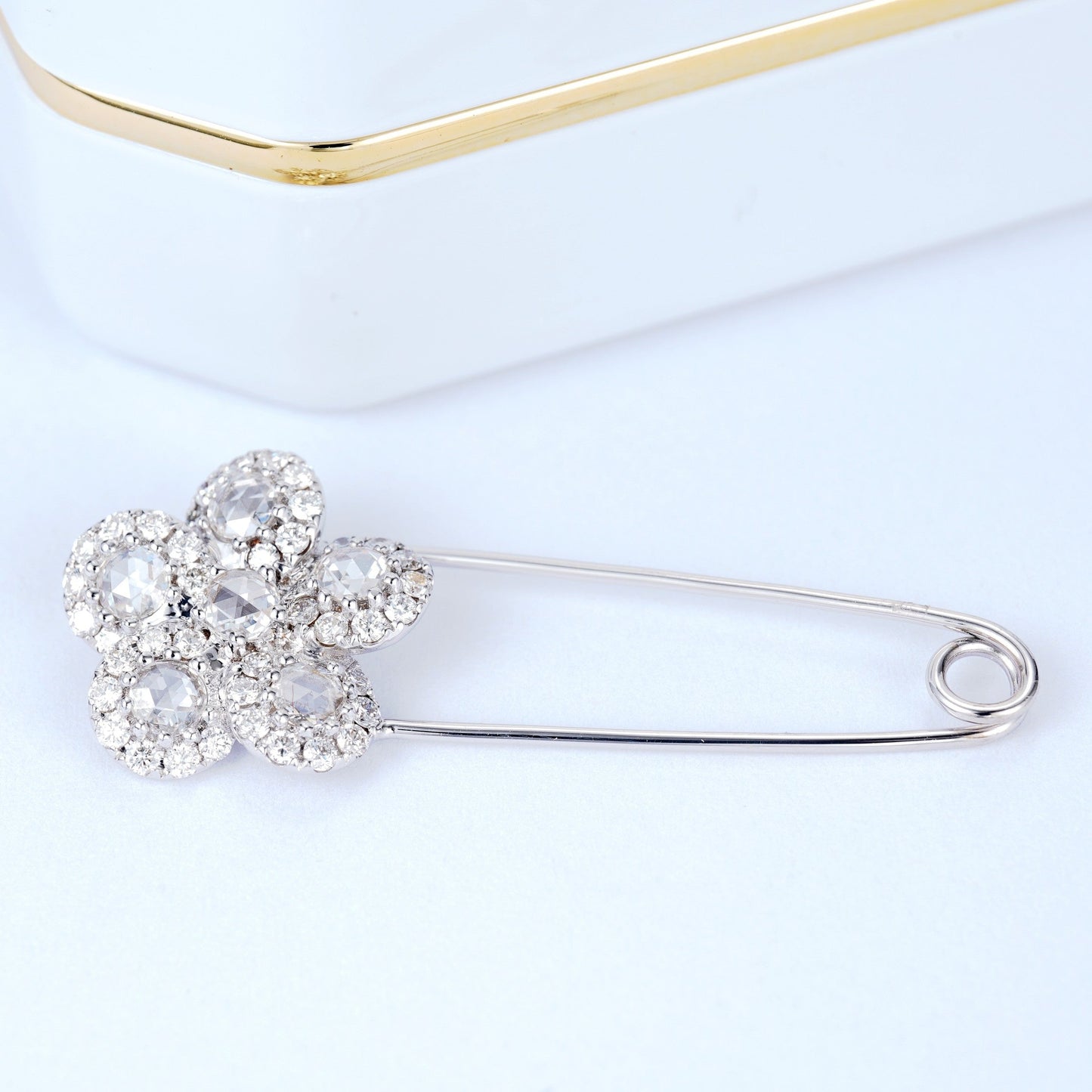 Rose Cut Brooch Jewelry - Diamond Accentuated Elegance - Brooch