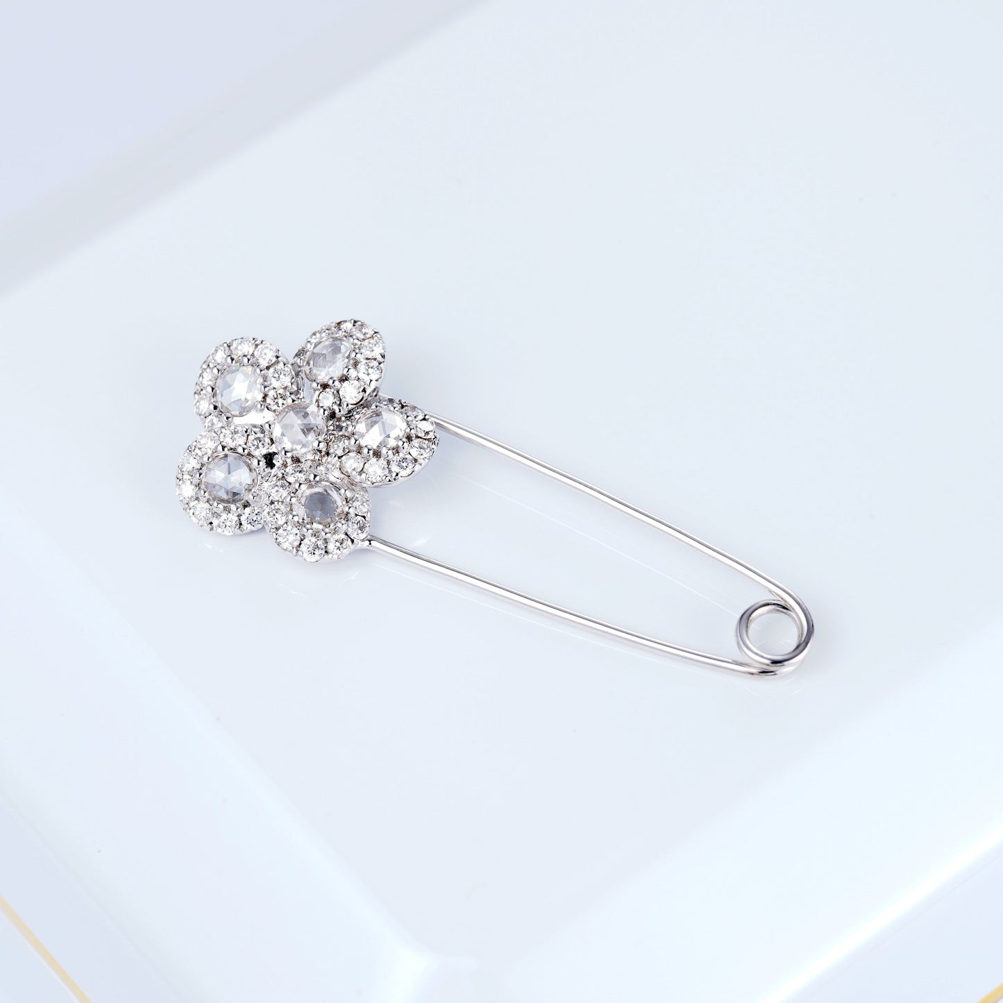 Rose Cut Brooch Jewelry - Diamond Accentuated Elegance - Brooch