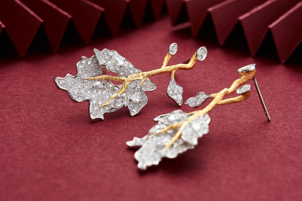 Rose Leaf Earrings in Elegant Jewelry Collection - Jeweler.Jewelry