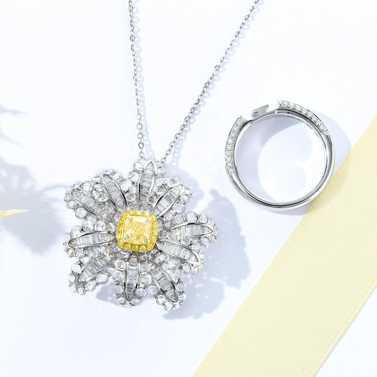 Rose Yellow Diamond Ring/Pendant (Dual-Use Design) Jewelry - Yellow Diamond Pendant