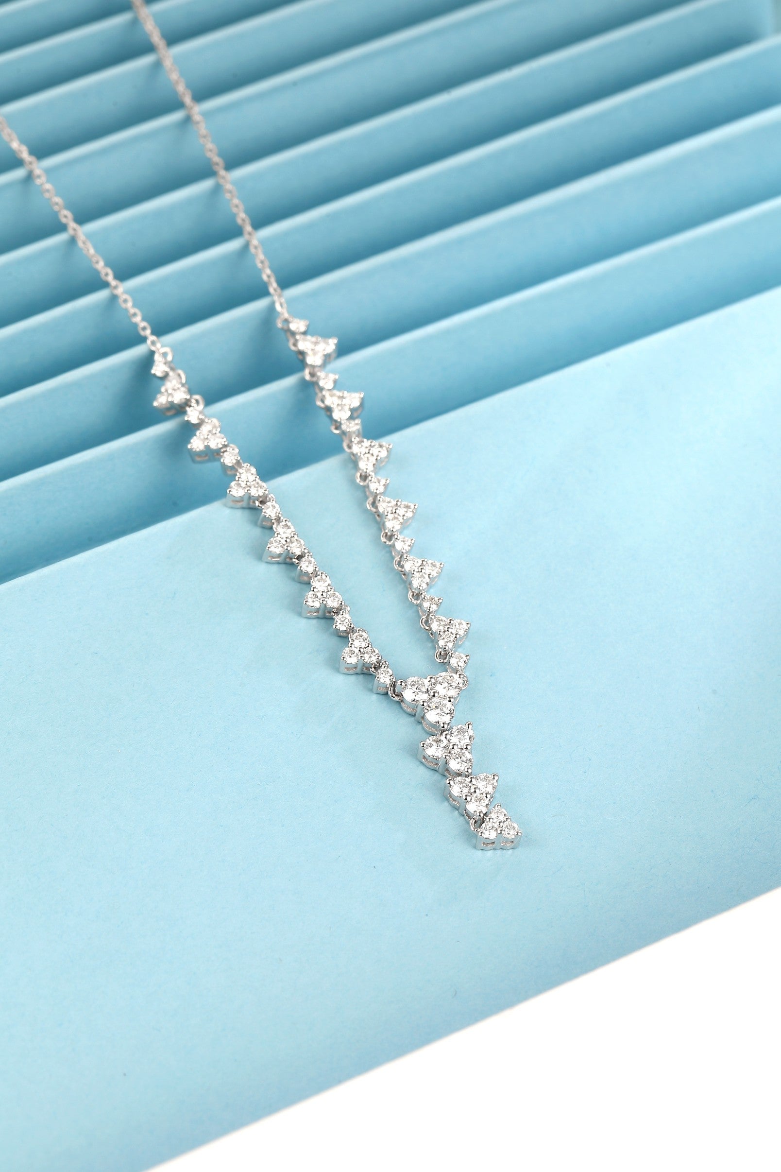 Round Diamond Triangle Pendant Set - Premium Jewelry Collection - White Diamond Necklace