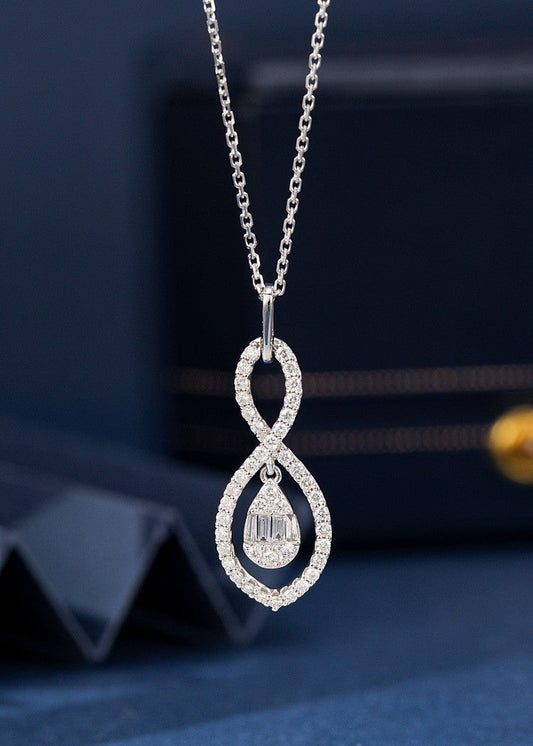 Round T-Shape Pendant with Eight-Character Design - Premium Jewelry - White Diamond Pendant