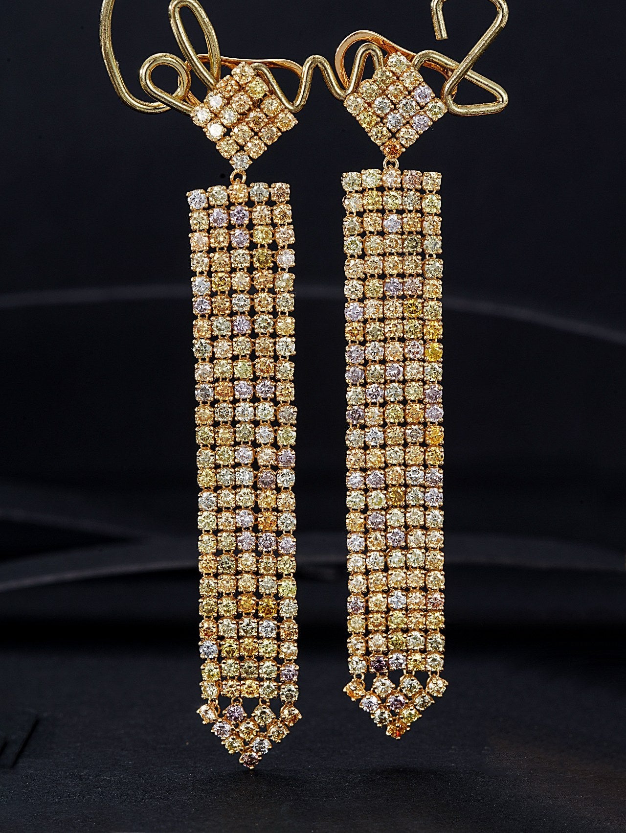 Russian Square Tassel Earrings - Luxury Diamond Jewelry Jeweler.Jewelry