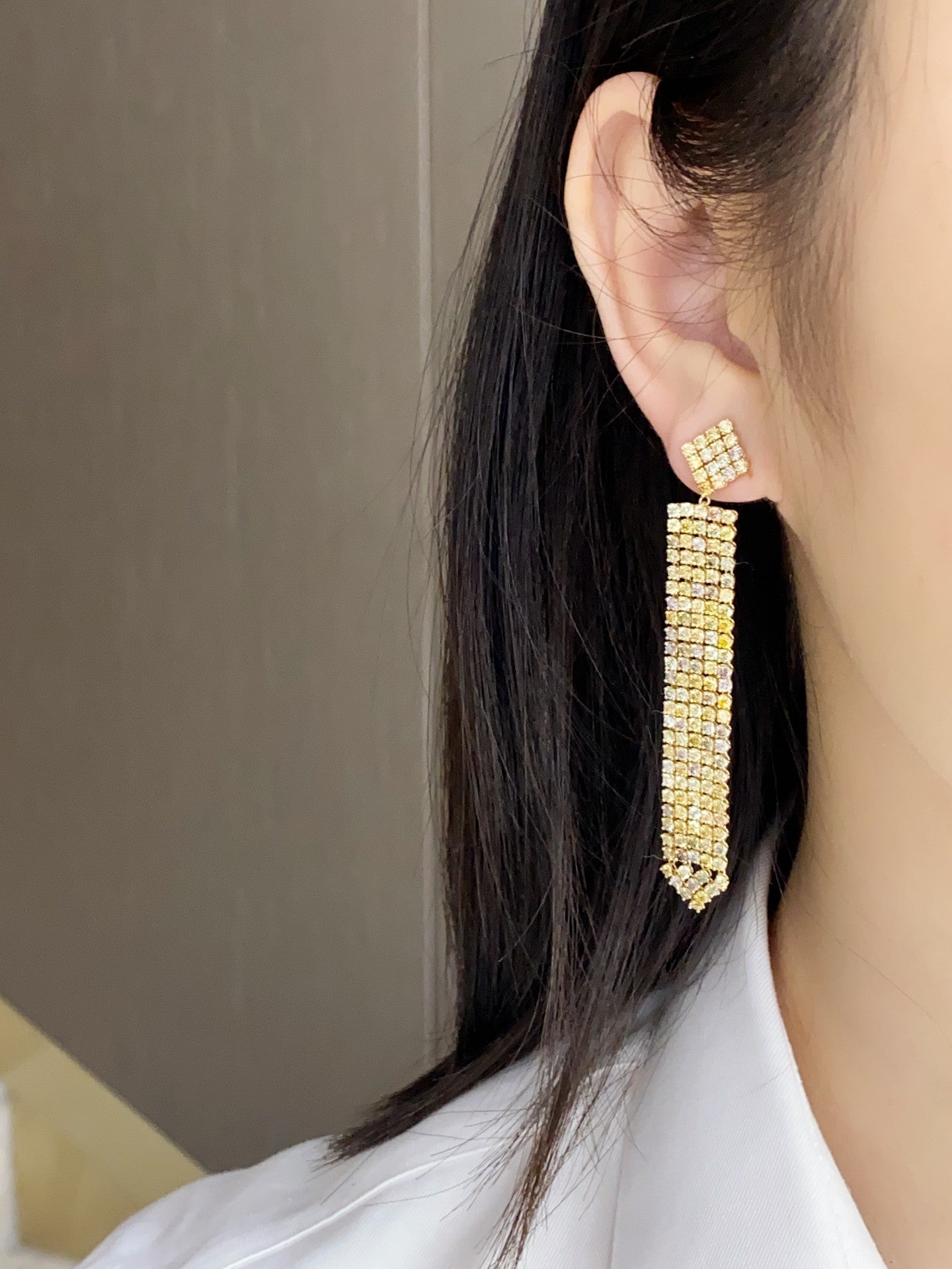 Russian Square Tassel Earrings - Luxury Diamond Jewelry Jeweler.Jewelry