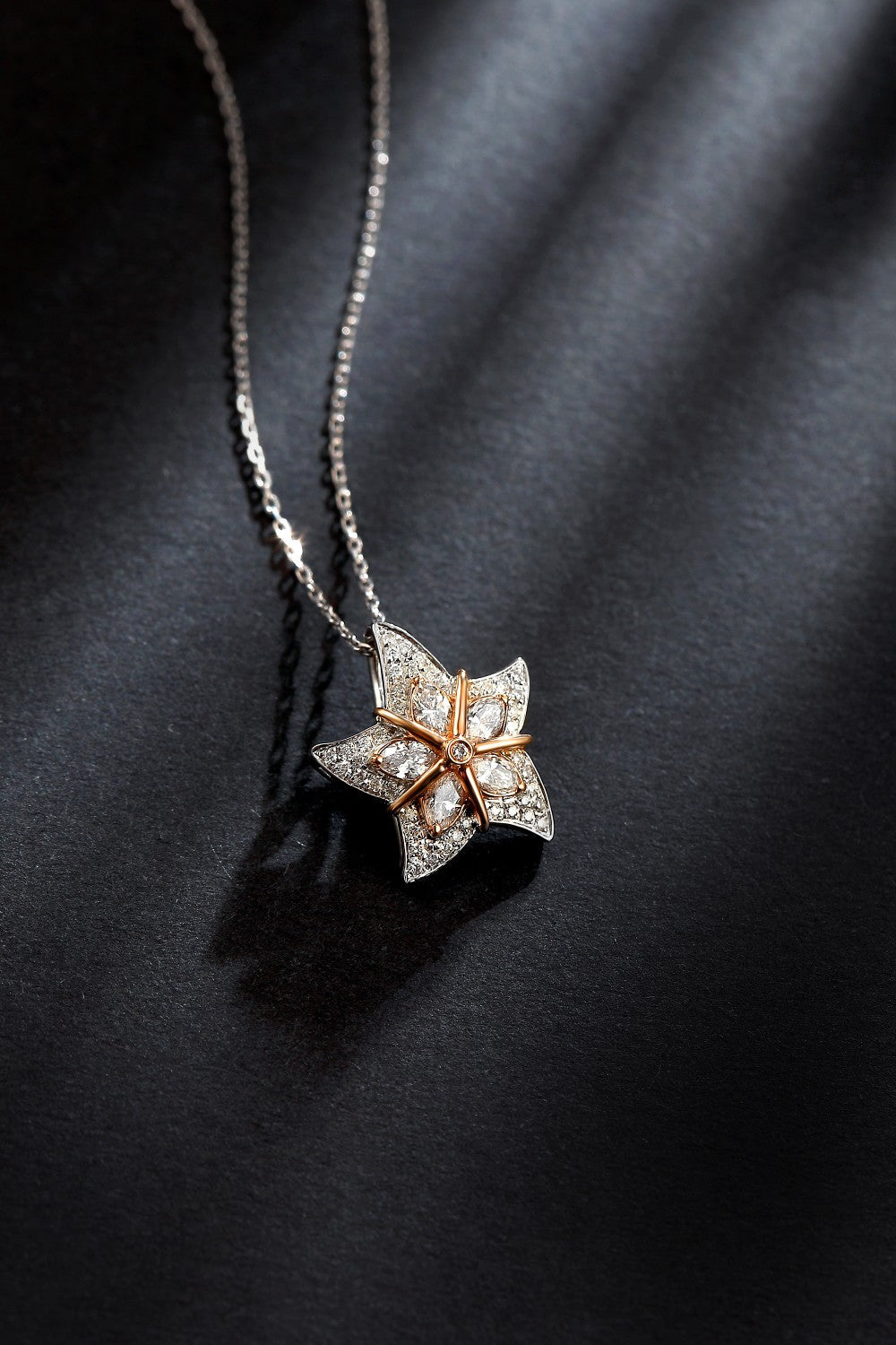 Sea Star Pendant Jewelry - Dazzling Gemstone Centerpiece - White Diamond Pendant