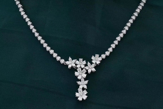 Seven-Flower Pendant Set - Premium Jewelry Collection - White Diamond Set System