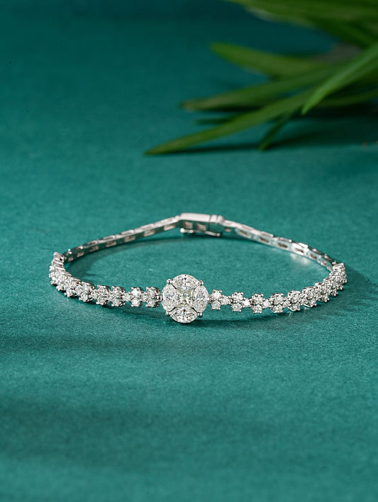 Single Ancient Coin Bracelet - Unique Jewelry Piece - White Diamond Bracelet