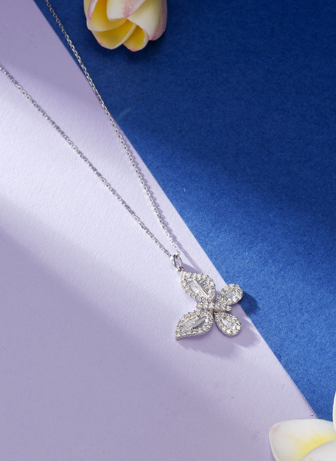 Single Butterfly Pendant - Enchanting Jewelry Piece - White Diamond Pendant