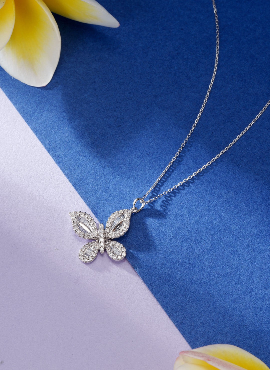 Single Butterfly Pendant - Enchanting Jewelry Piece - White Diamond Pendant