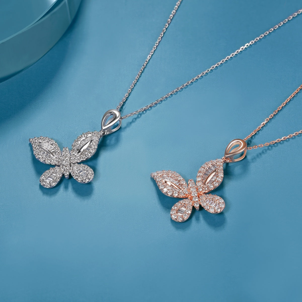 Single Butterfly Pendant Jewelry - Sparkling Gemstone Elegance - White Diamond Pendant