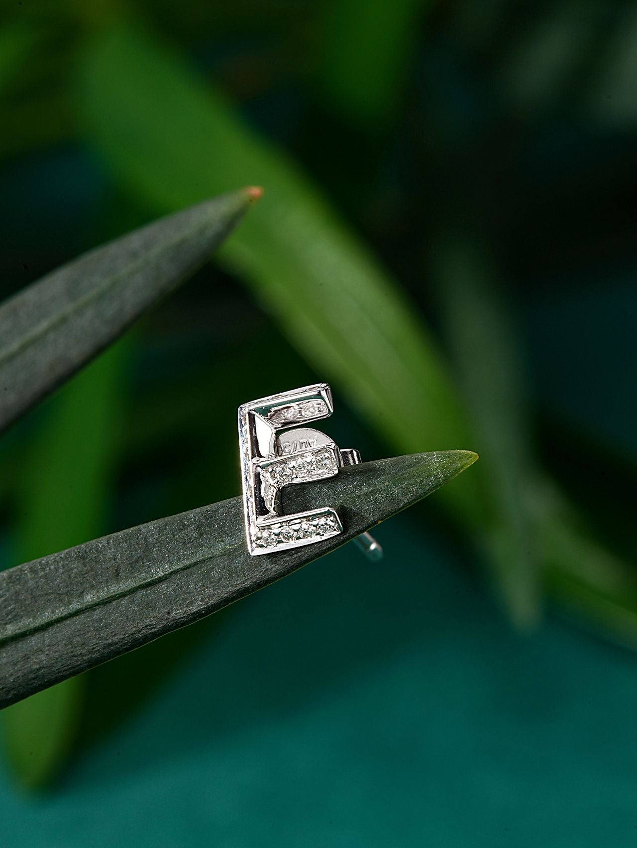 Single Letter "E" Stud Earring in Diamond Jewelry - Jeweler.Jewelry