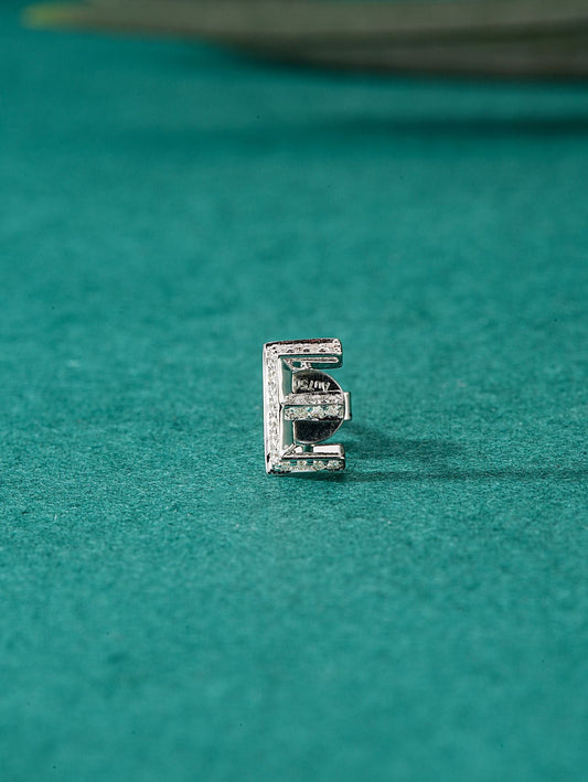 Single Letter "E" Stud Earring in Diamond Jewelry - Jeweler.Jewelry