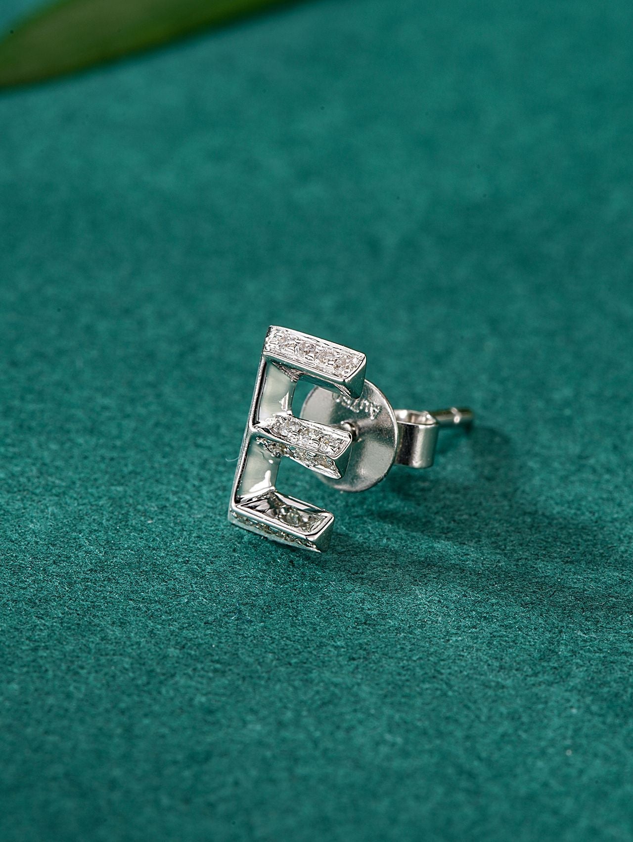 Single Letter "E" Stud Earring in Diamond Jewelry - Jeweler.Jewelry