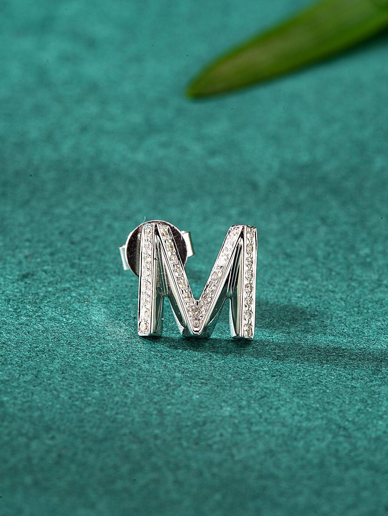 Single Letter "M" Stud Earring in Jewelry Collection - Jeweler.Jewelry