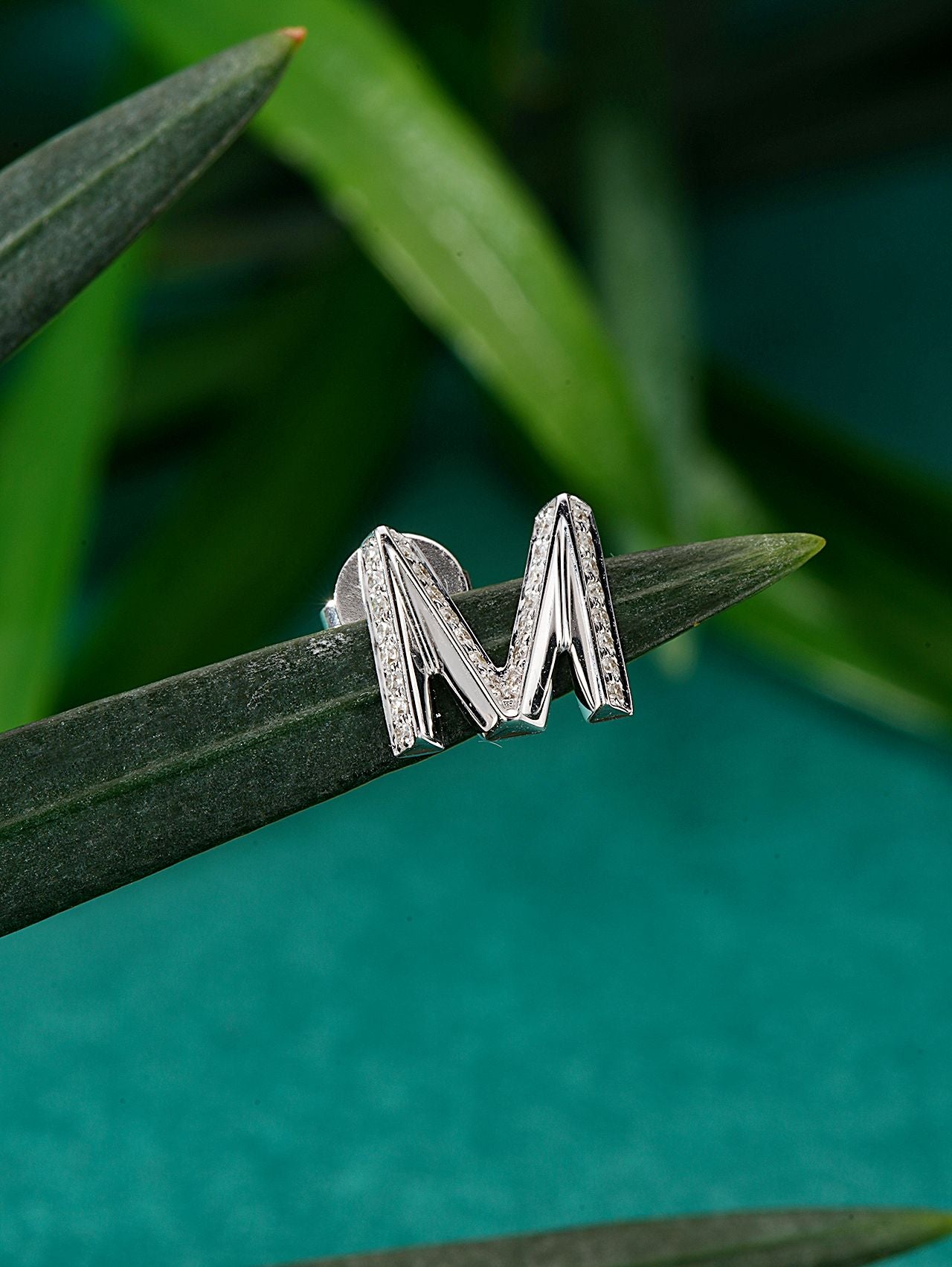 Single Letter "M" Stud Earring in Jewelry Collection - Jeweler.Jewelry