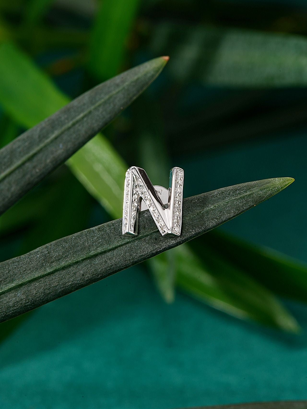 Single Letter 'N' Stud Earring in Sparkling Jewelry Collection - Jeweler.Jewelry