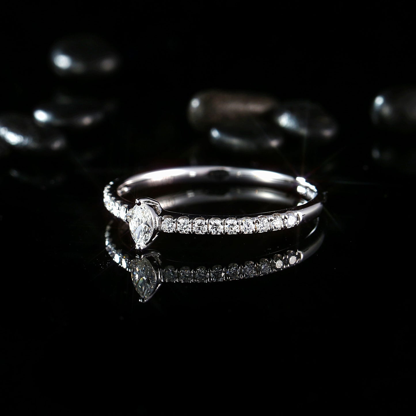 Single Marquise Diamond Ring - Exquisite Jewelry Piece - White Diamond Ring