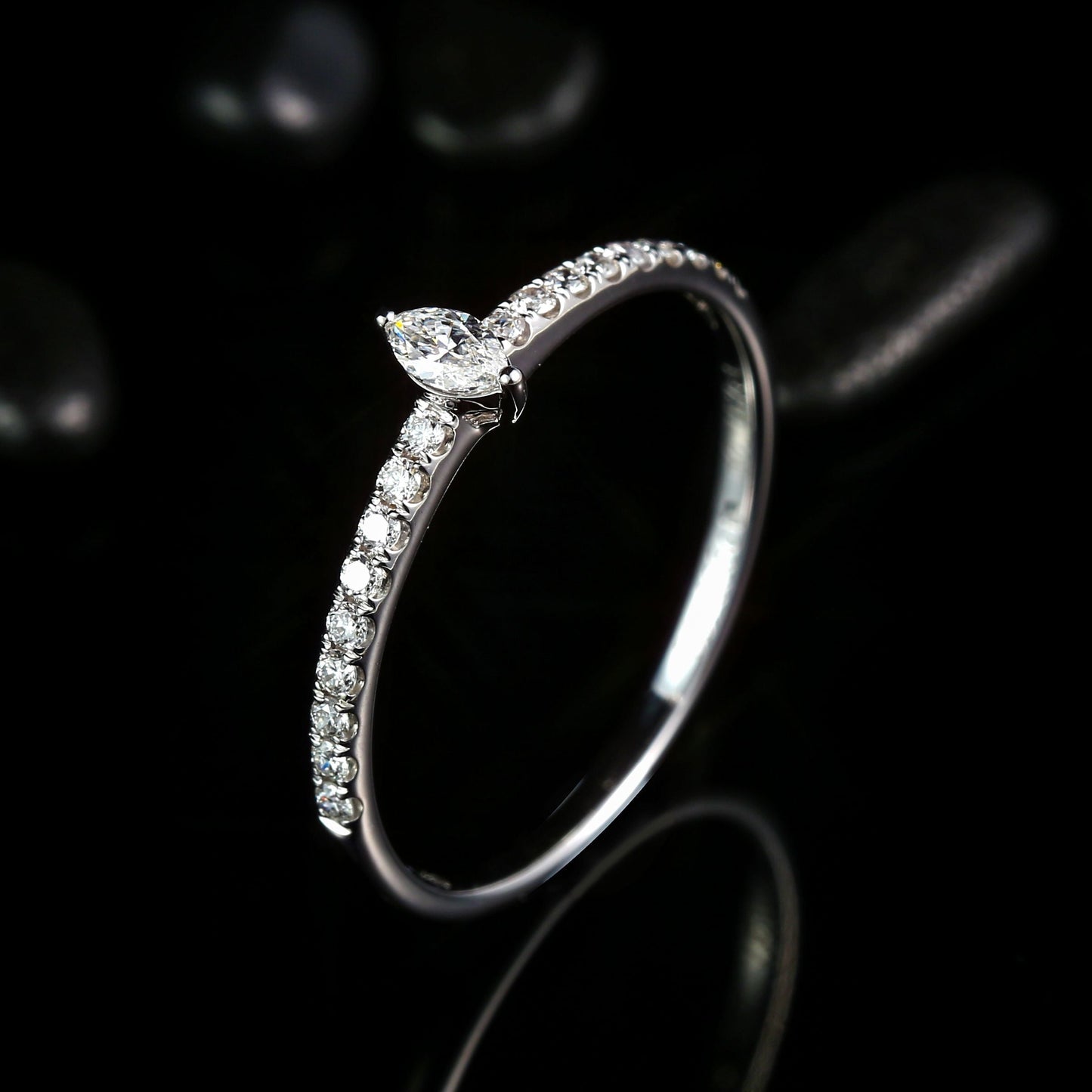 Single Marquise Diamond Ring - Exquisite Jewelry Piece - White Diamond Ring