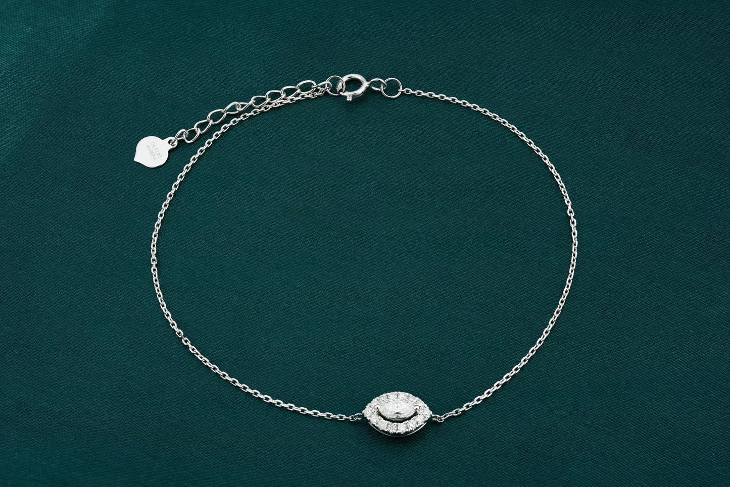 Single Marquise Stone Bracelet - Exquisite Jewelry Piece - White Diamond Bracelet