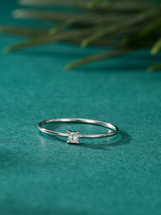 Single Princess Cut Solitaire Ring - Premium Jewelry Collection - White Diamond Ring