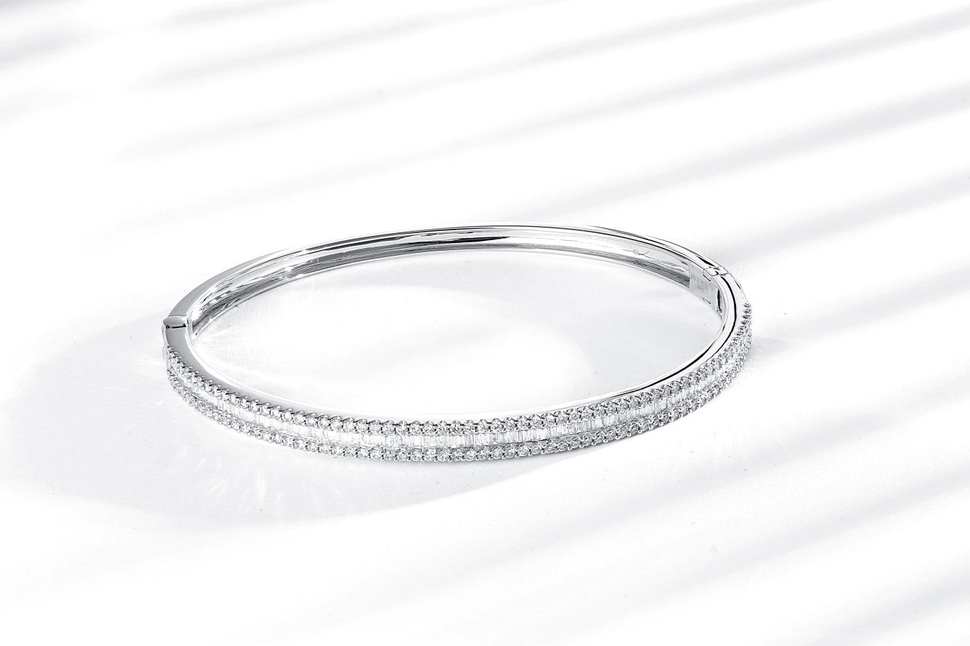 Single Row Half-Circle T-Square Bracelet - Premium Jewelry - White Diamond Bracelet