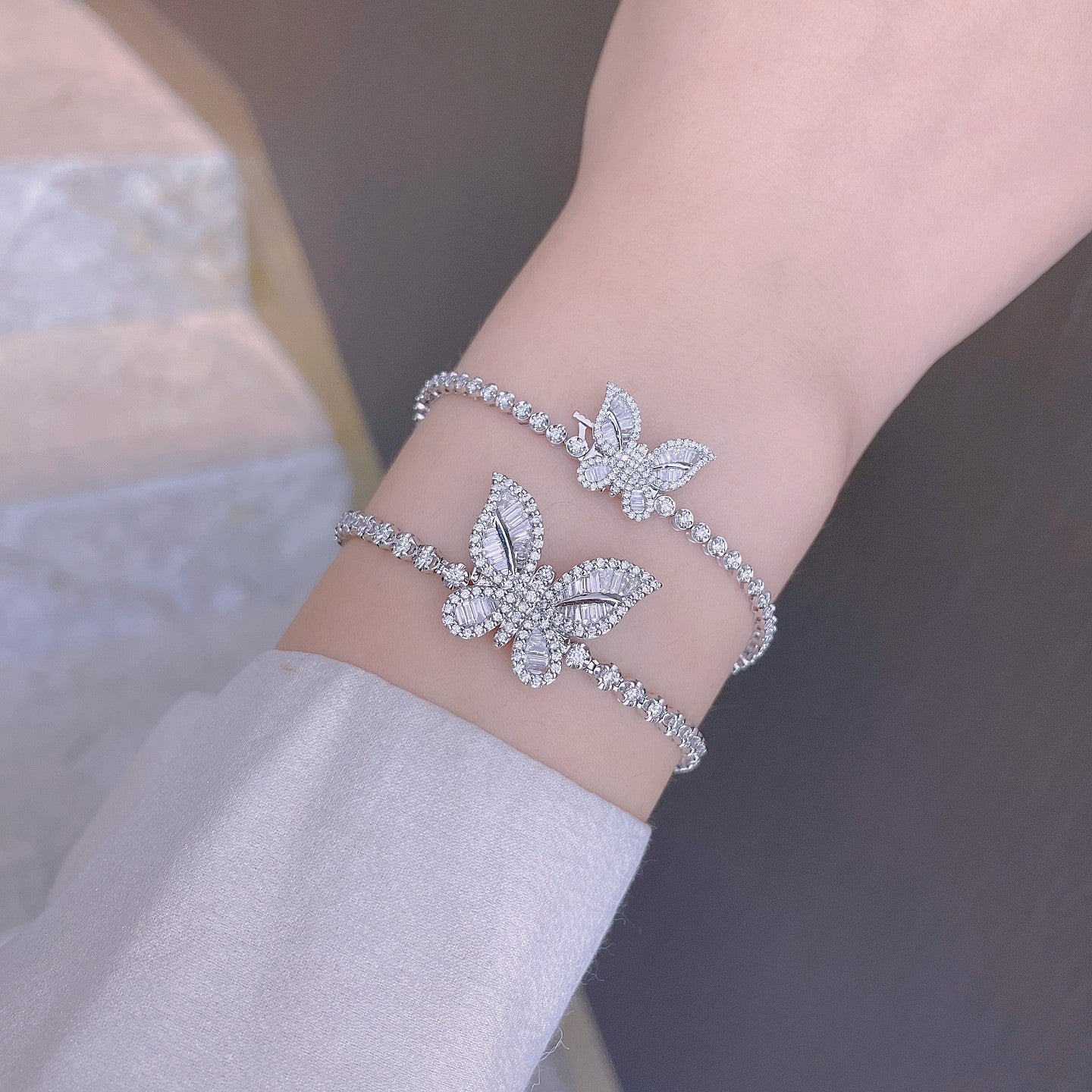 Small Butterfly Bracelet - Enchanting Jewelry Piece - White Diamond Bracelet