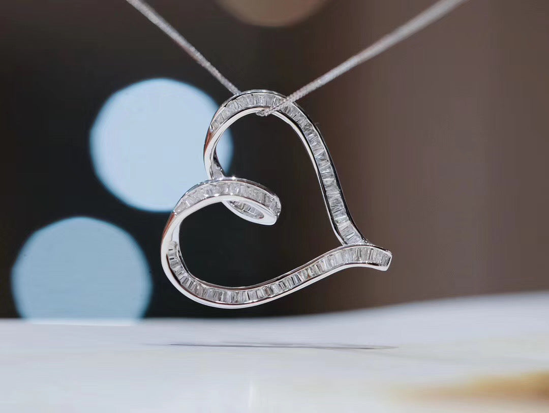 Sparkling 3D Heart Pendant Jewelry - A Unique and Enchanting Choice - White Diamond Pendant