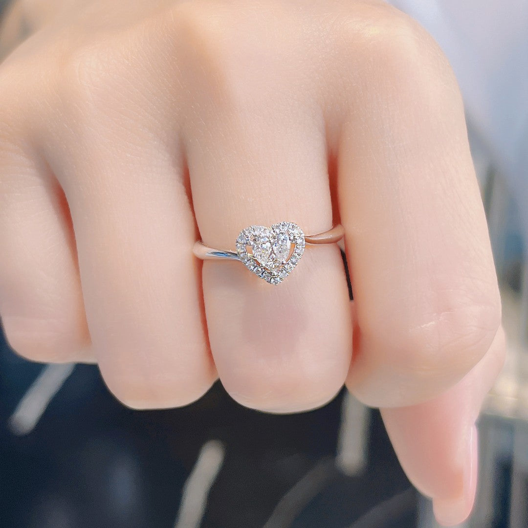 Sparkling Arm Candy: Diamond and Moissanite Heart-Shaped Ring - White Diamond Ring