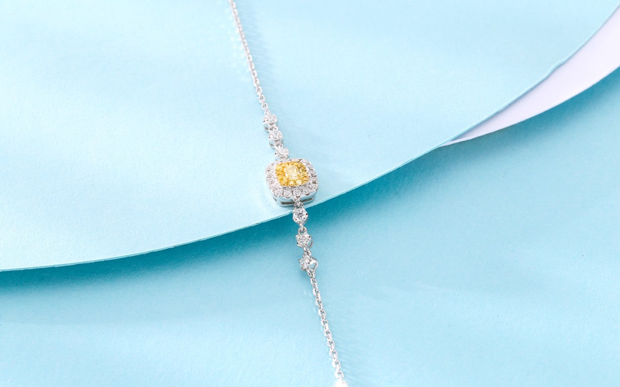 Sparkling Cushion-Cut Yellow Diamond Bracelet - Fine Jewelry - Yellow Diamond Bracelet