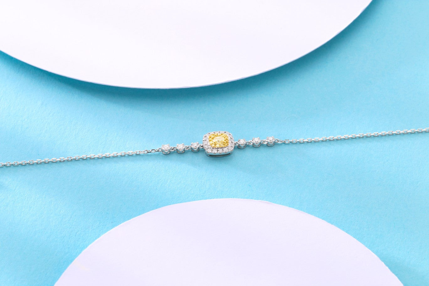 Sparkling Cushion-Cut Yellow Diamond Bracelet - Fine Jewelry - Yellow Diamond Bracelet