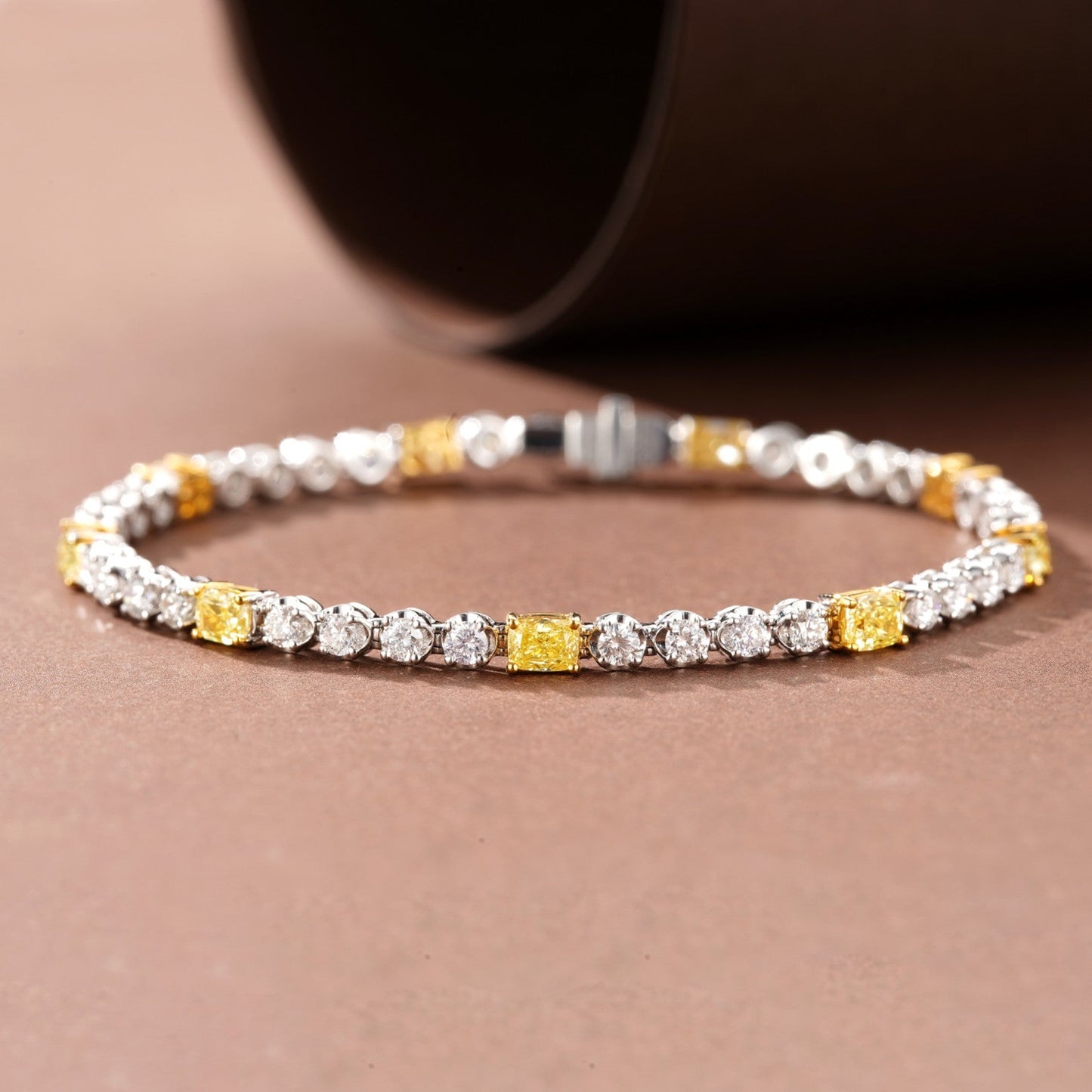 Sparkling Cushion-Cut Yellow Diamond Bracelet - Premium Jewelry - Yellow Diamond Bracelet