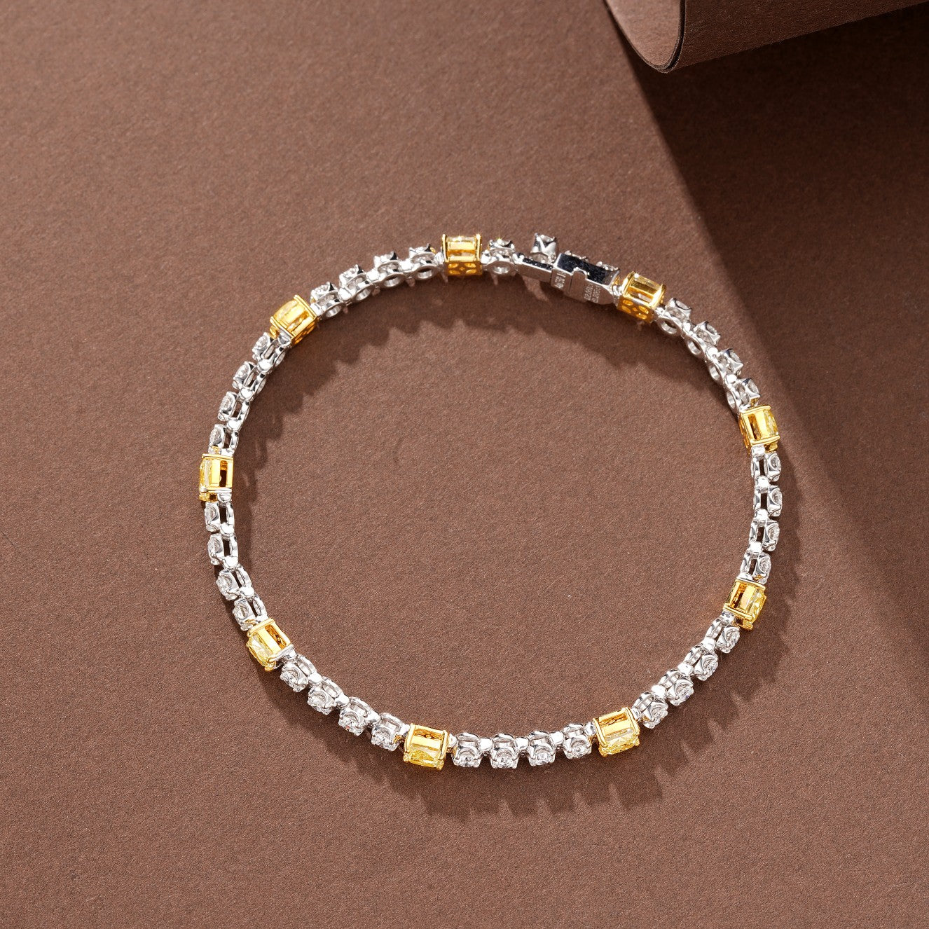 Sparkling Cushion-Cut Yellow Diamond Bracelet - Premium Jewelry - Yellow Diamond Bracelet