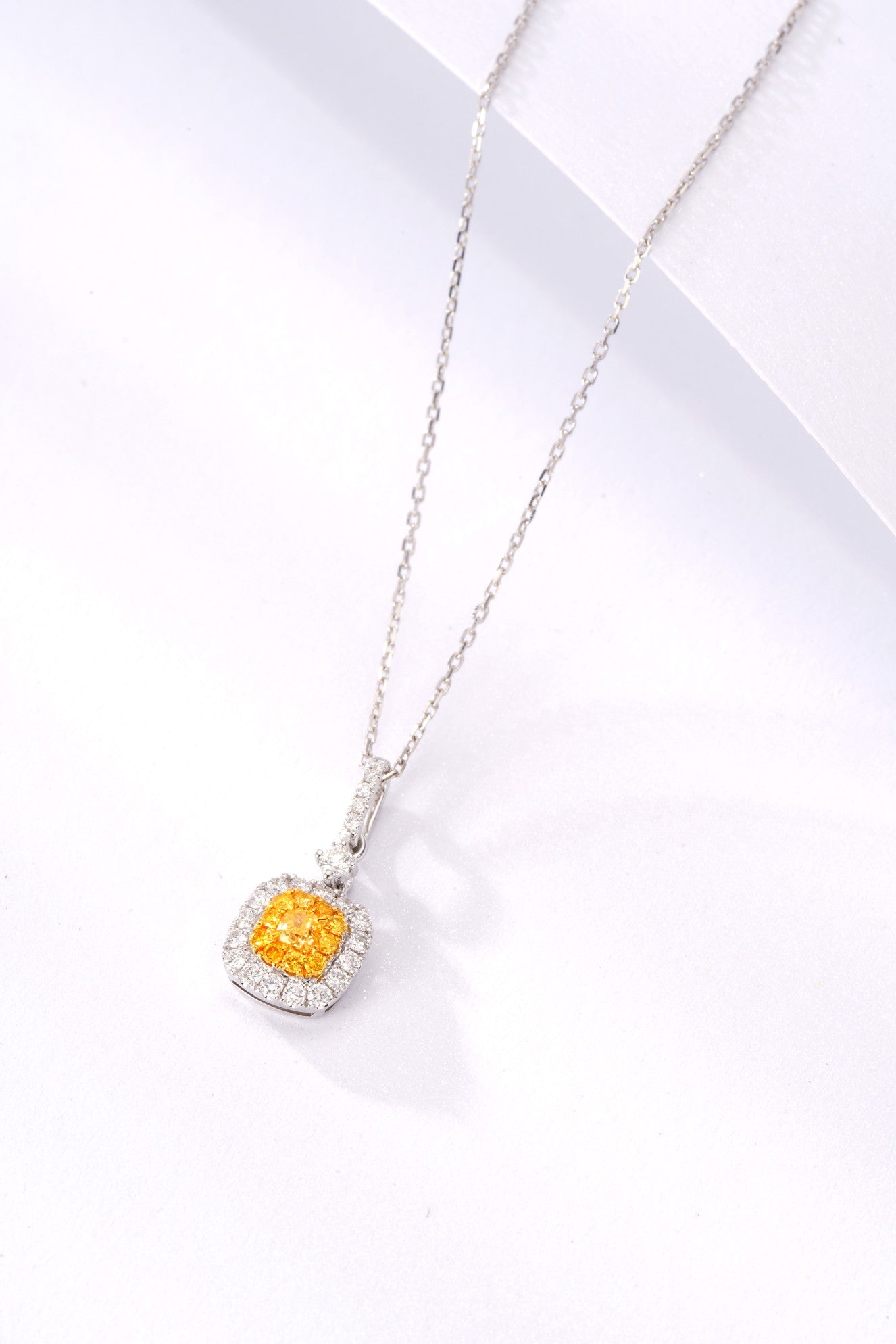 Sparkling Cushion-Cut Yellow Diamond Pendant Jewelry - Yellow Diamond Pendant