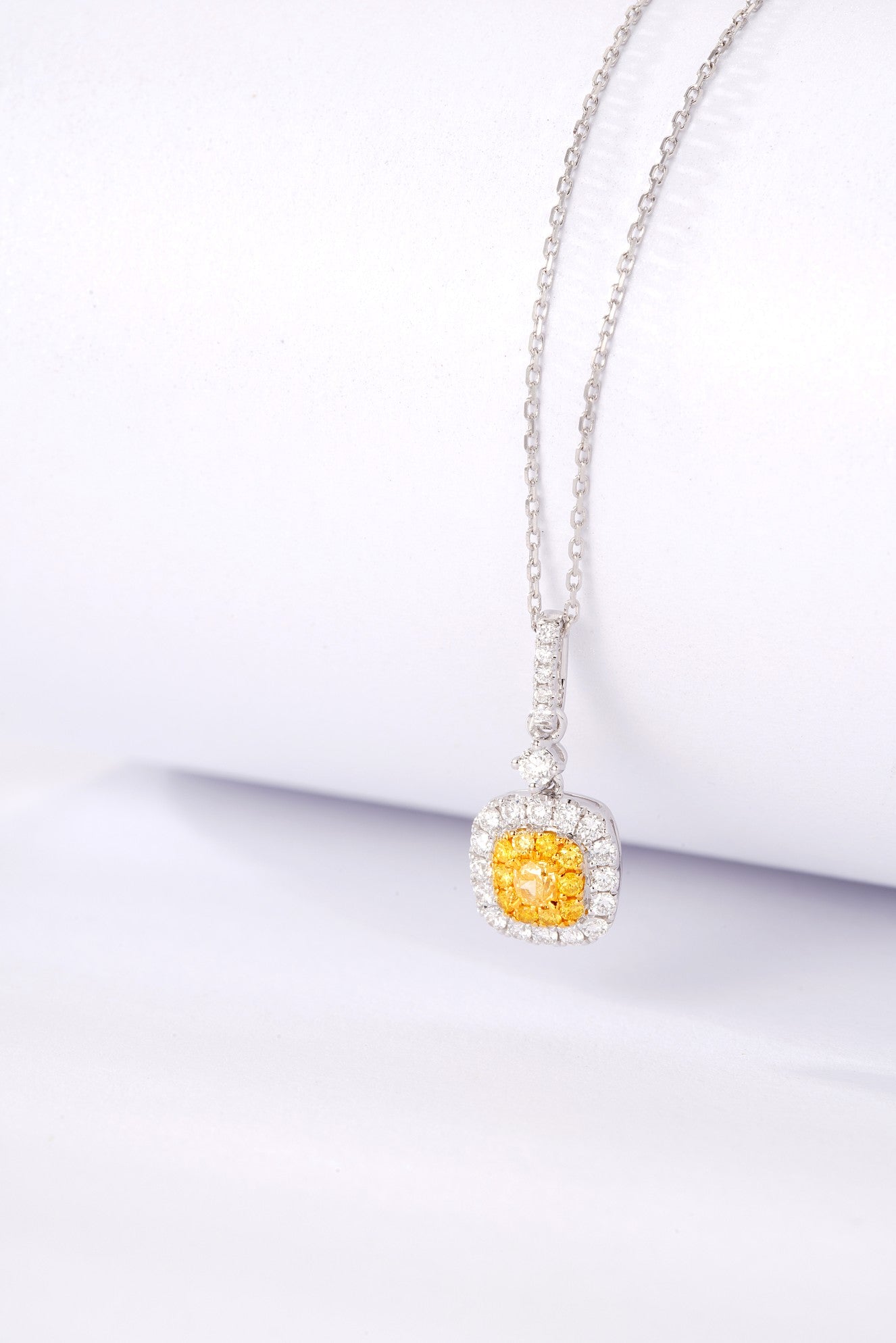 Sparkling Cushion-Cut Yellow Diamond Pendant Jewelry - Yellow Diamond Pendant