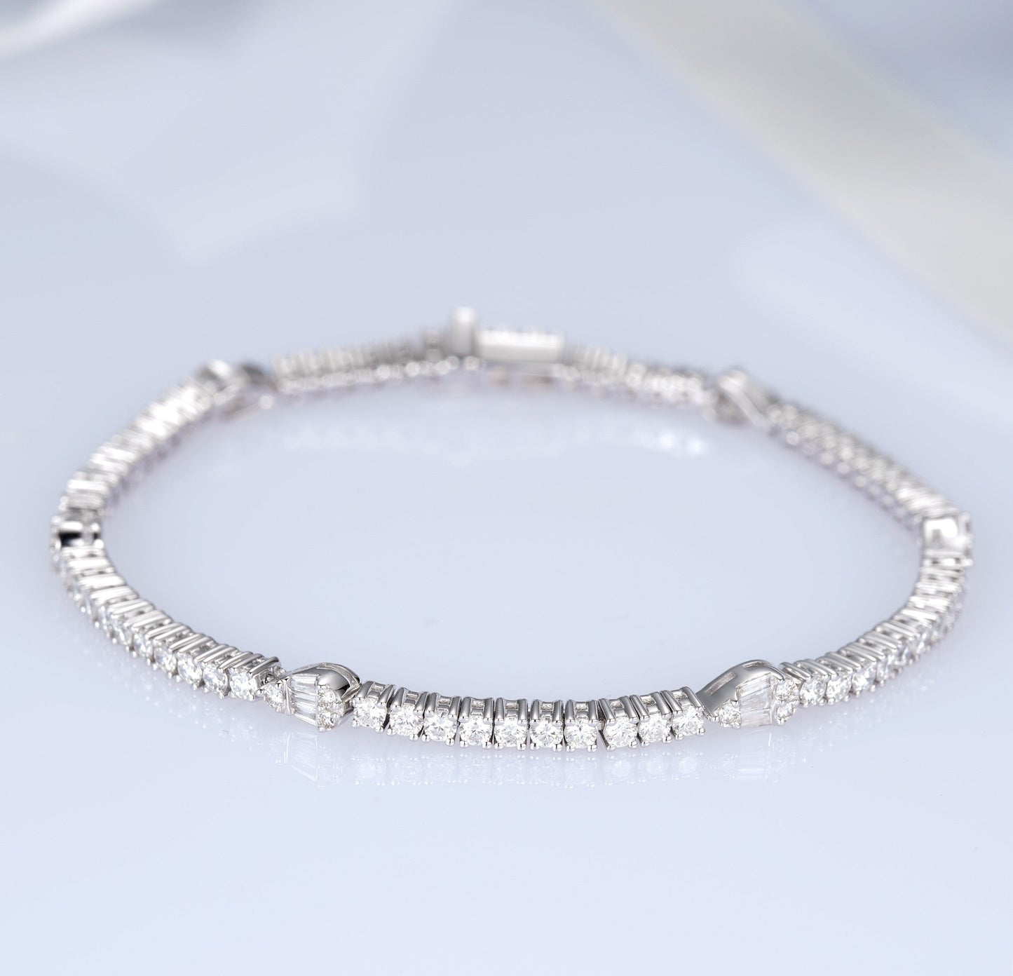 Sparkling Diamond and Gemstone Drop Bracelet - Luxurious Jewelry Piece - White Diamond Bracelet