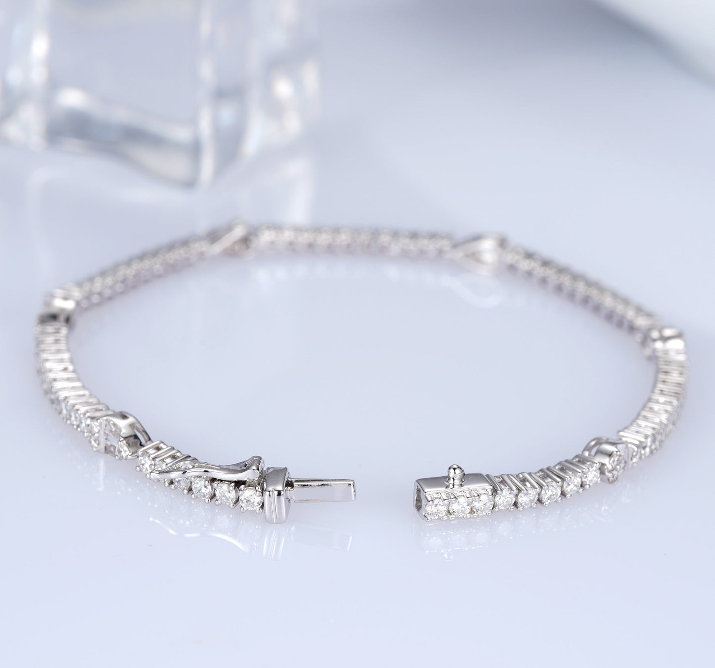 Sparkling Diamond and Gemstone Drop Bracelet - Luxurious Jewelry Piece - White Diamond Bracelet