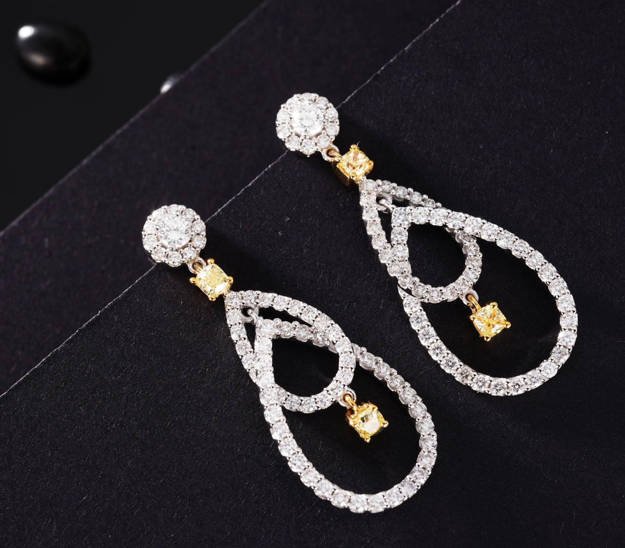 Sparkling Diamond Cushion-Shaped Double-Loop Drop Earrings Jeweler.Jewelry