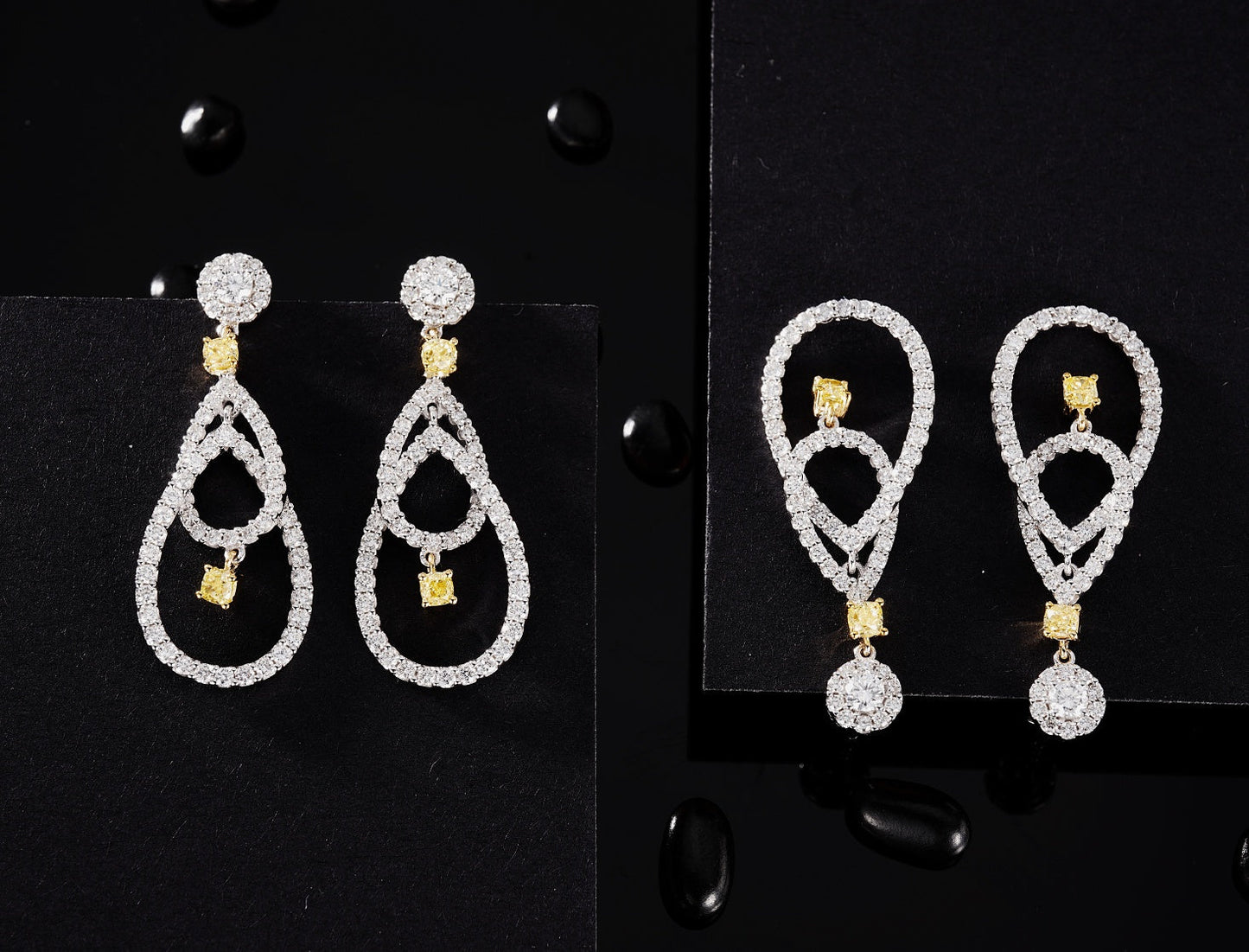 Sparkling Diamond Cushion-Shaped Double-Loop Drop Earrings Jeweler.Jewelry