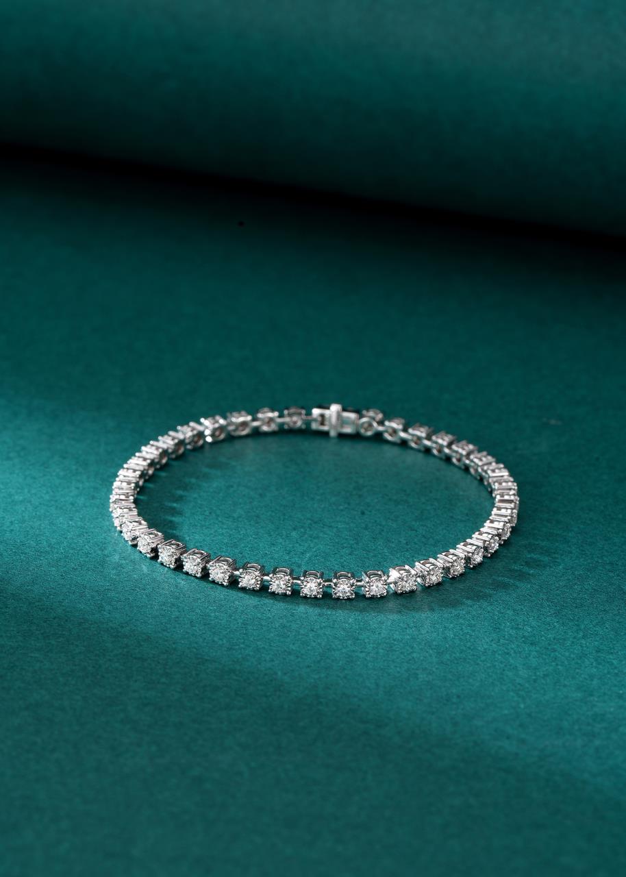 Sparkling Diamond-Cut Bead Bracelet - Premium Jewelry - White Diamond Bracelet