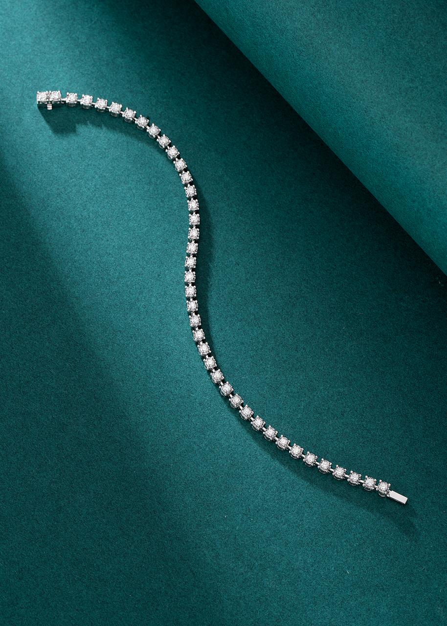 Sparkling Diamond-Cut Bead Bracelet - Premium Jewelry - White Diamond Bracelet