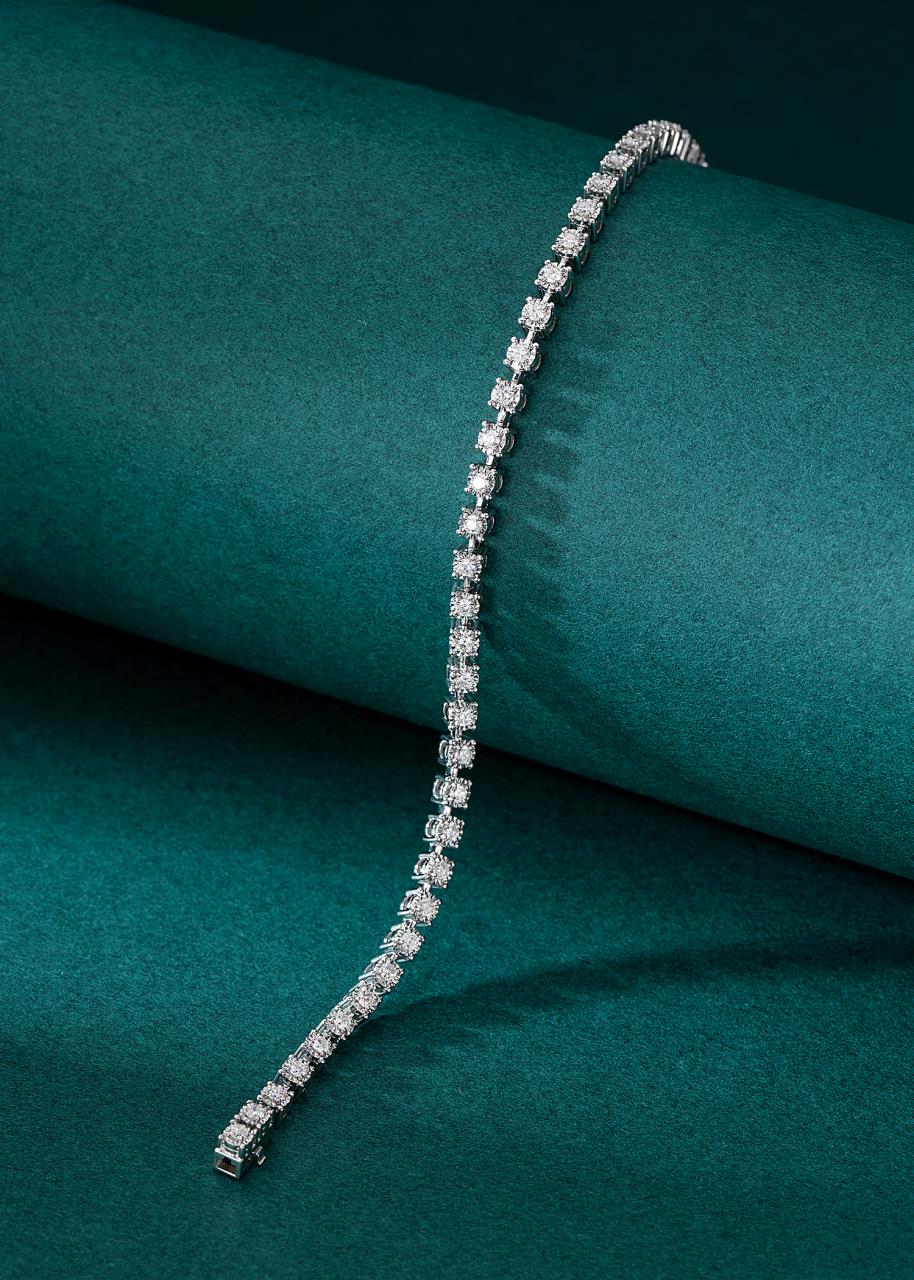 Sparkling Diamond-Cut Bead Bracelet - Premium Jewelry - White Diamond Bracelet