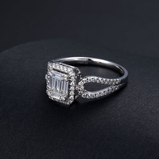 Sparkling Diamond Double-Arm Ring - Premium Jewelry - White Diamond Ring